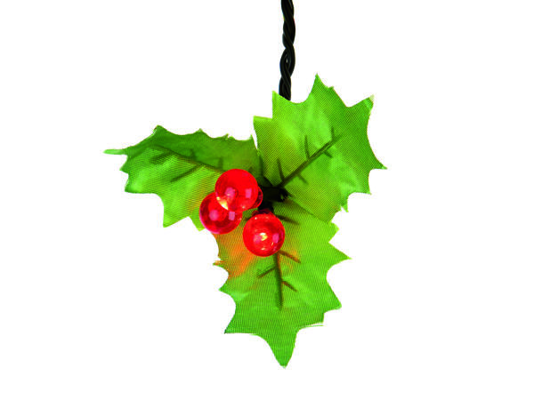 Holly Garland with Red Berry Lights