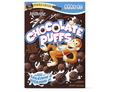 Millville Chocolate Puffs or Peanut Butter Kid's Krunch