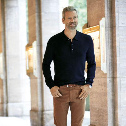 Langærmet polo t-shirt