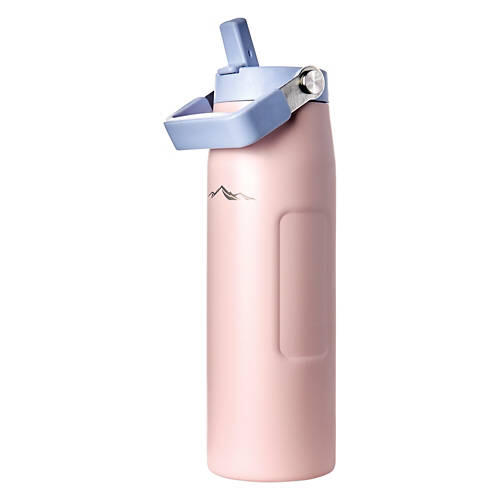 24 oz Insulated Water Bottle with Straw, Pink