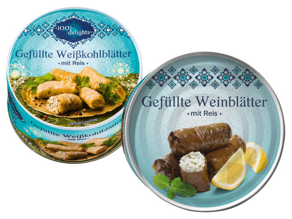 1001 DELIGHTS Gefüllte Weinblätter/Weißkrautblätter gefüllt mit Reis