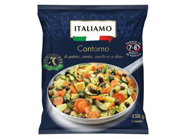 Side Dish with Potatoes, Carrots, Courgettes and Olives