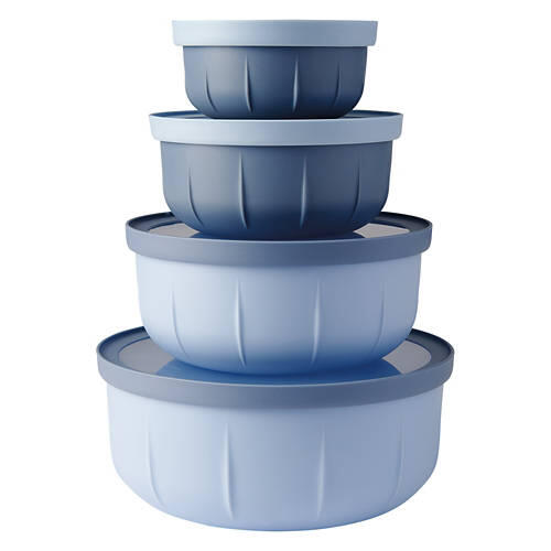 4 Piece Nesting Food Storage Bowls Set, Blue