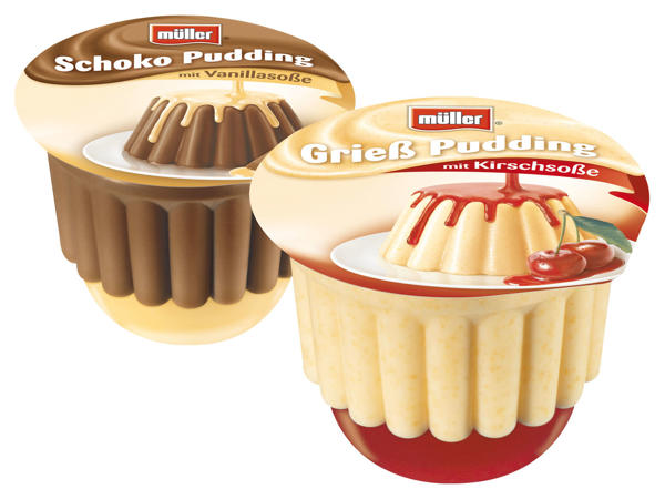 MÜLLER Pudding mit Sauce