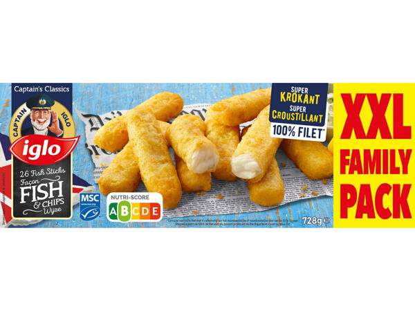 Bâtonnets de poisson " fish & chips " XXL