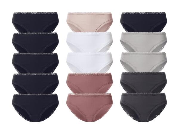 Gerippte Slips mit Spitze, 5er-Set