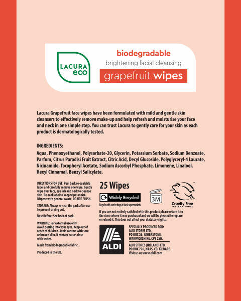 Brightening Grapefruit Face Wipes