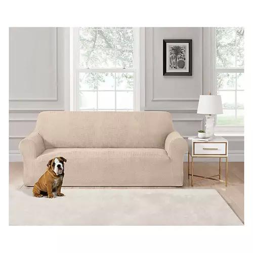 88" Long Snugfit Sofa Cover, Beige