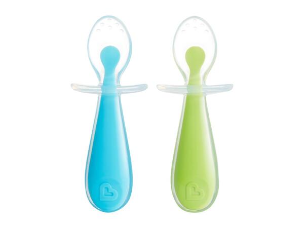Munchkin 2 Silicone Training Spoons - Blue & Green