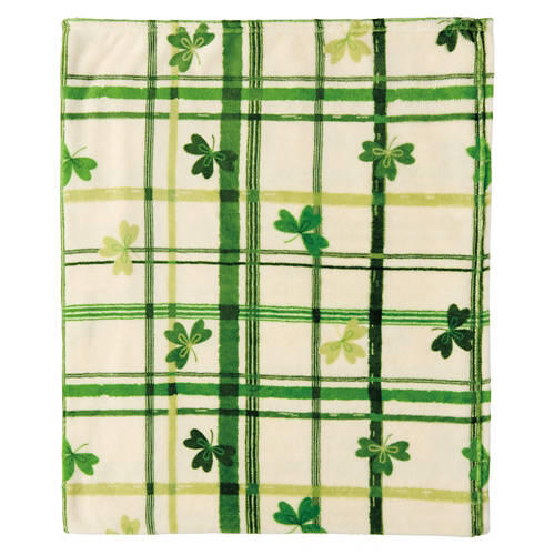 50" x 60" St. Patrick's Day Plush Throw - Gingham Clovers