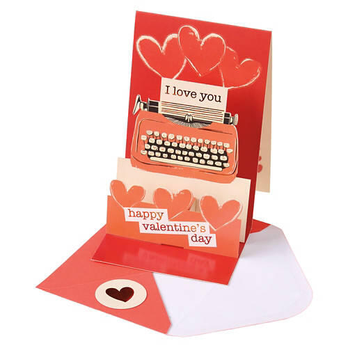 Pop Up Valentine's Day Card - Typewriter