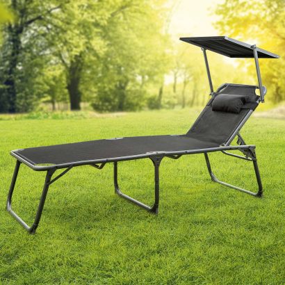 Chaise longue avec pare-soleil