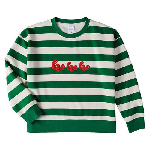 Ladies Holiday Pullover - Green/White, S