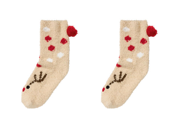 Girls' Fluffy Christmas Socks