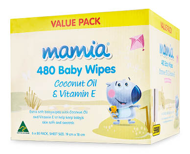 Mamia Baby Wipes 480pk