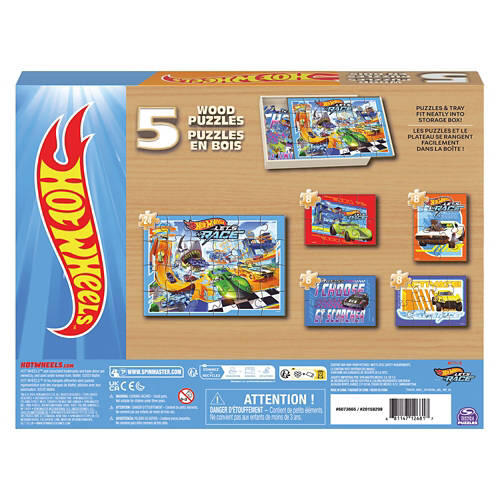 5 Piece Children's Wooden Puzzle - Hot Wheels