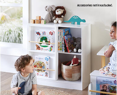 Children's Bookcase with Sliding Storage Rack
