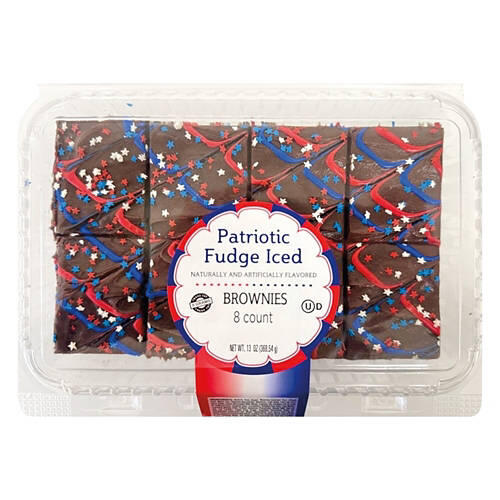 Patriotic Fudge Iced Brownies, 8 count