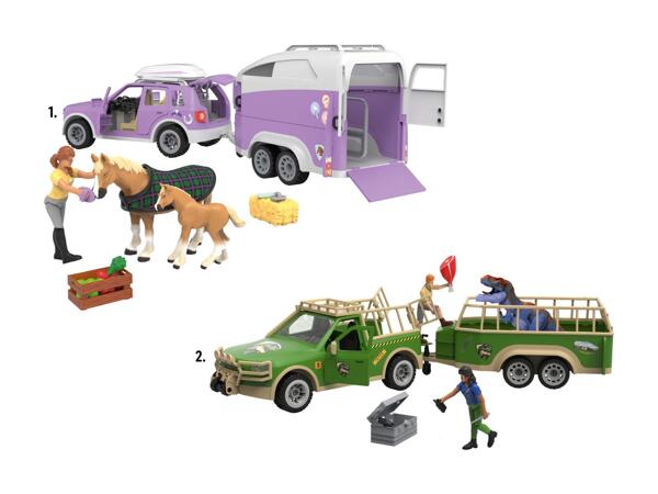 SUV avec remorque pour chevaux/camionnette avec remorque pour dinosaure