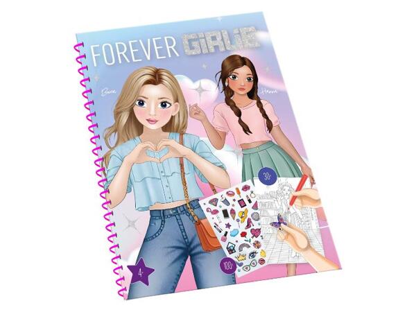 Omalovánky / Sešit se samolepkami/vyškrabávacími obrázky Forever Girlie