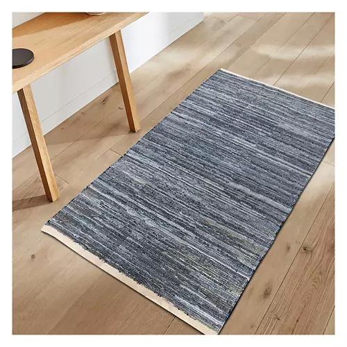 30" x 46" Hand Woven Chindi Rug - Denim