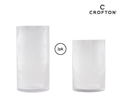Ribbed Glass Vase 2pk