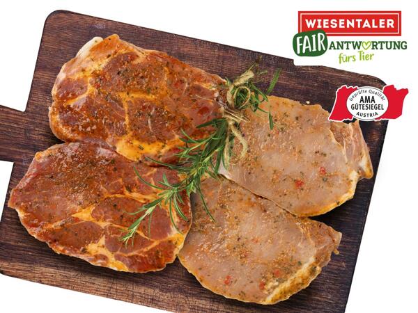 Frische Karree- oder Schopfsteaks mariniert