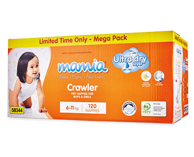 Mamia Nappy Mega Box Nappies Crawler 120pk