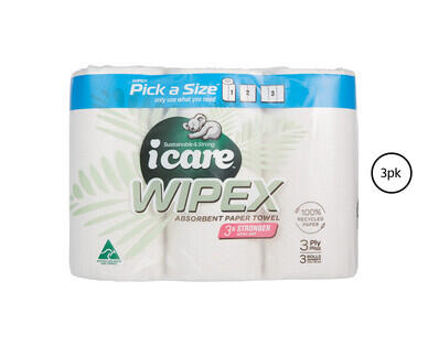 iCare Wipex Pick a Size Paper Towel 3pk