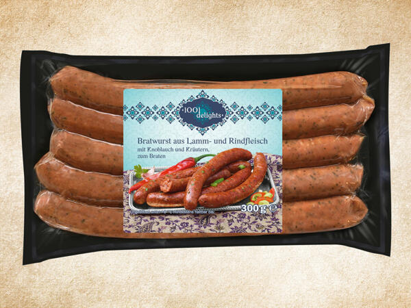 Bratwürstel aus Lamm- und Rindfleisch