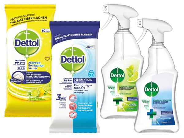 Dettol Allzweckreiniger oder Desinfektionstücher