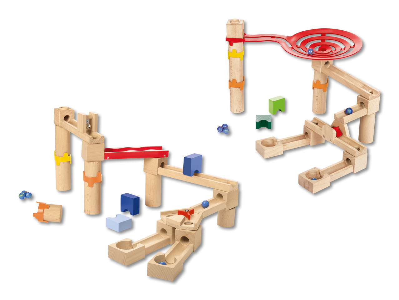 Circuit à billes en bois, 29/ 35 pièces