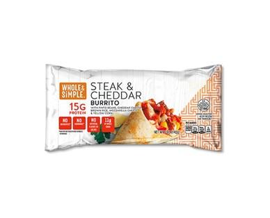 Whole & Simple Steak & Cheddar or Chicken Cilantro Lime Burritos