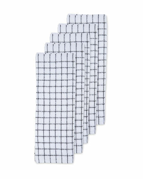 Black Terry Cotton Tea Towels 5 Pack