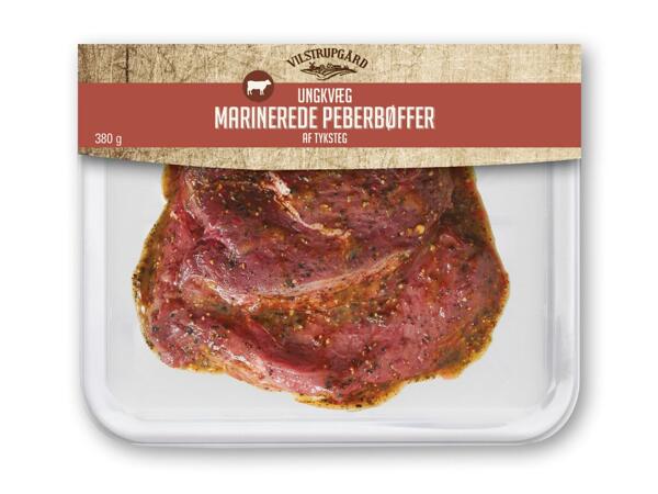 NØRMARK MEAT/​VILSTRUPGÅRD/​HIMMERLANDSKØD Ribeyesteak, peberbøf eller wienerschnitzel
