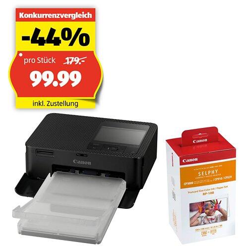 CANON Fotodrucker Selphy CP1500 inklusive Papier und Tinte, Schwarz