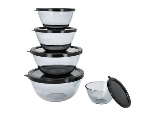 Silvercrest Black Glass Bowl Set - 5 Pieces