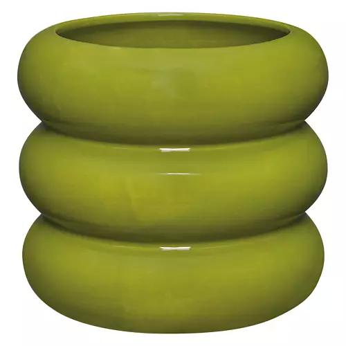 Hand Crafted Ceramic Ripple Planter, Green