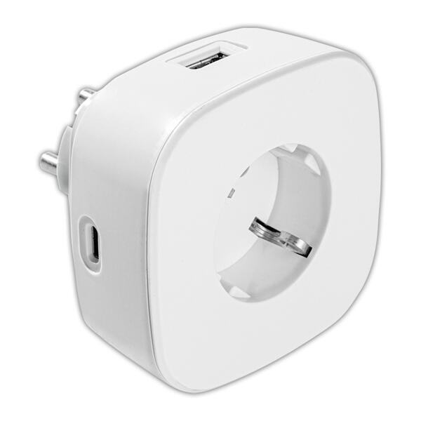 2-fach USB + 1-fach USB-C Steckdosenadapter