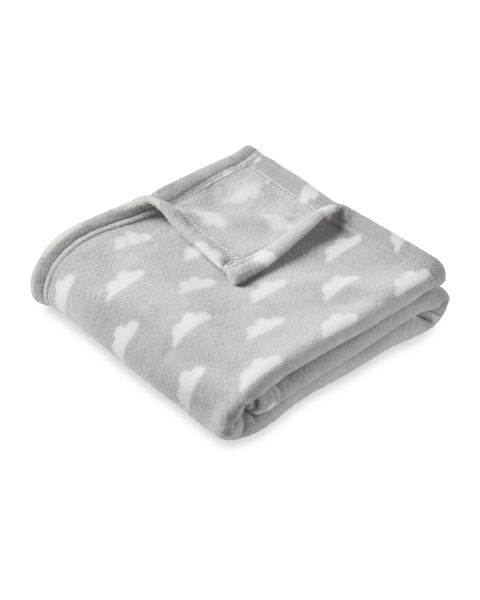 Baby Fleece Blanket Grey Clouds