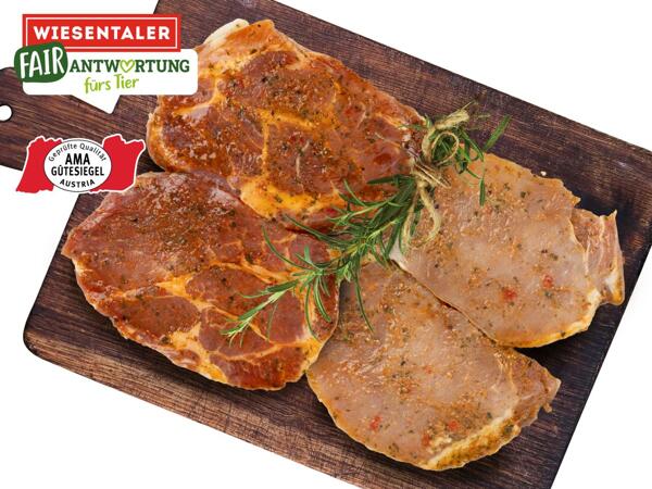 Frische Tierwohl Karree- oder Schopfsteaks mariniert