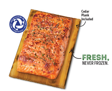 Fresh Sweet Bourbon Cedar Plank Atlantic Salmon