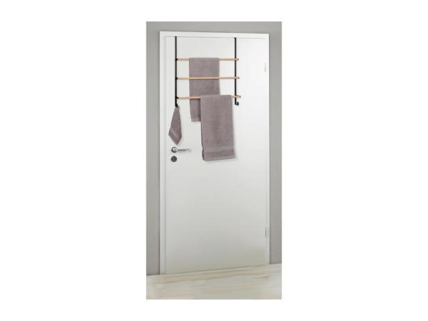 Wenko Black Bamboo Over-Door Towel Holder