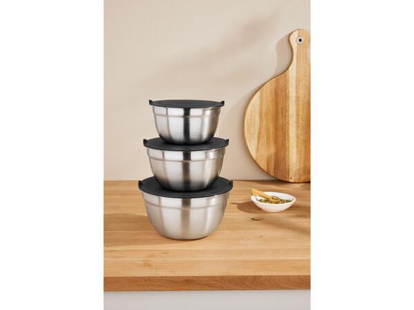 Stainless Steel Bowls with Lid, 3 pieces