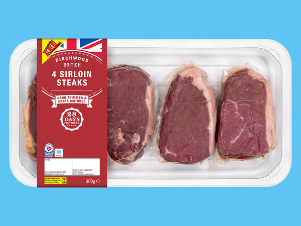 Birchwood 4 British 28-Day Matured Sirloin Steaks