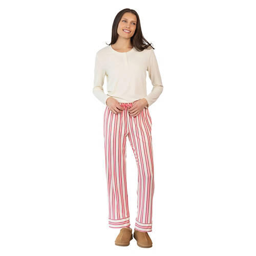 2 Piece Ladies Winter Pajama Set - Red, XL