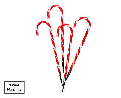 LED Solar Candy Cane Lights 4pk