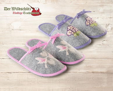 DER WILDSCHÜTZ Damen-Filz-Pantoffeln