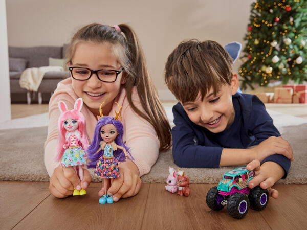 Doll "Enchantimals" or Monster Truck "Hot Wheels"