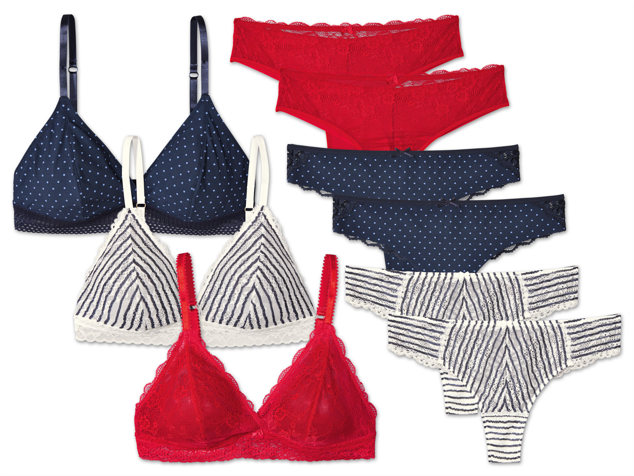 ESMARA LINGERIE(R) Damen Spitzen-Brazil-Slip, 2 Stück oder Triangel BH, 1 Stück1